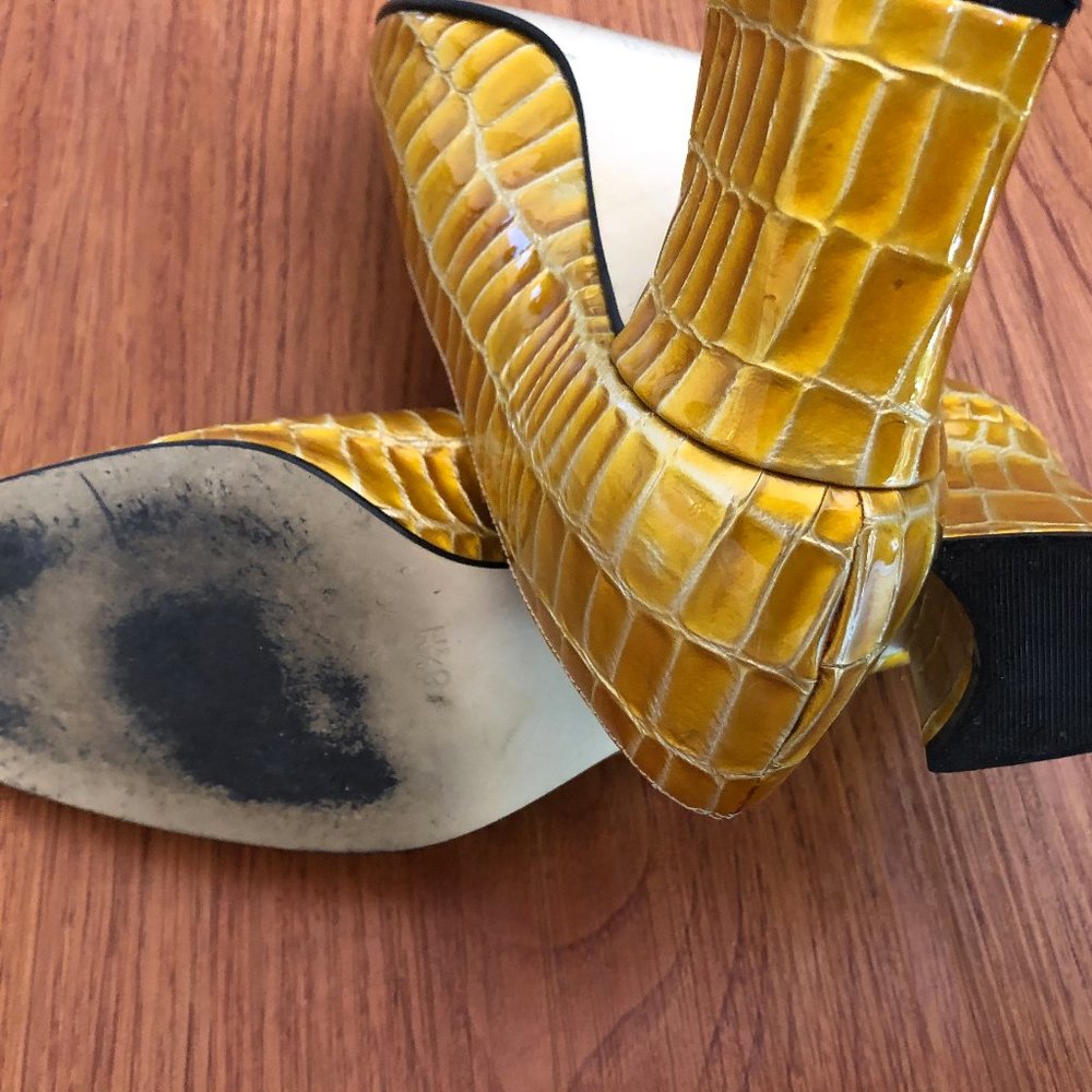 Cara Molina Yellow croc faux square toes & heels - Picture 5 of 7